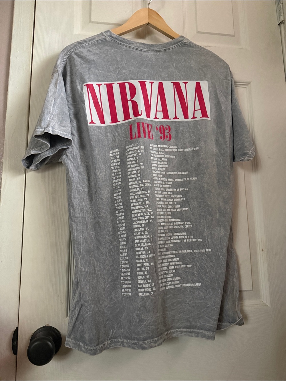 NIRVANA Gray Short Sleeve Tee with Pink Logo
